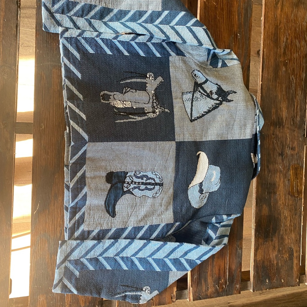 Blue Nature-Inspired Casual Button Down Shirt